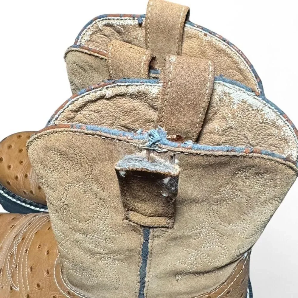Ariat Women’s Western Work Boots Sz 6.5 Brown Ostrich Embossed Leather Lug Sole